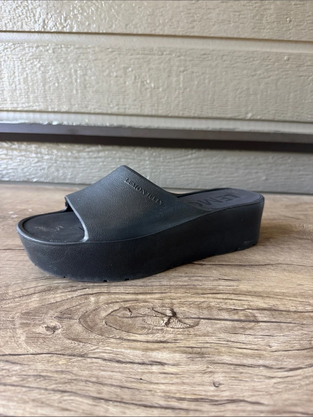 LEMON JELLY Women’s Black Platform Slide Sandals Minimal Elevated size 41 /US 10